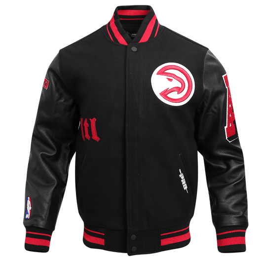 NBA ATLANTA HAWKS OLD ENGLISH WOOL VARSITY JACKET - Vox Leather