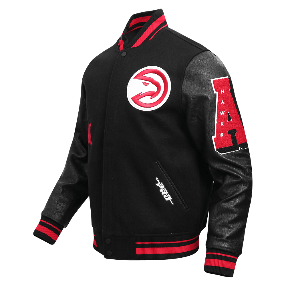 NBA ATLANTA HAWKS OLD ENGLISH WOOL VARSITY JACKET - Vox Leather