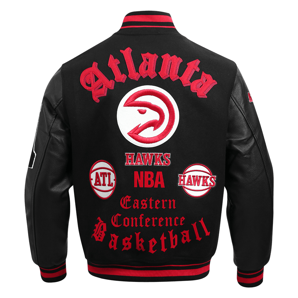 NBA ATLANTA HAWKS OLD ENGLISH WOOL VARSITY JACKET - Vox Leather