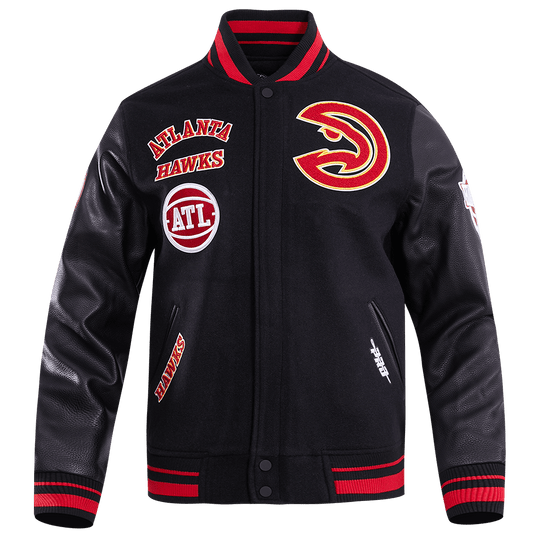 NBA ATLANTA HAWKS RETRO CLASSIC RIB WOOL VARSITY JACKET - Rare Leather