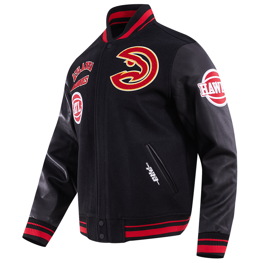 NBA ATLANTA HAWKS RETRO CLASSIC RIB WOOL VARSITY JACKET - Rare Leather
