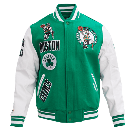 NBA BOSTON CELTICS RETRO CLASSIC RIB WOOL VARSITY JACKET - Vox Leather