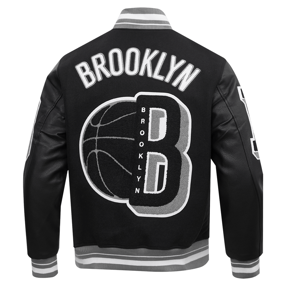 NBA BROOKLYN NETS MASHUP RIB WOOL VARSITY JACKET - Rare Leather