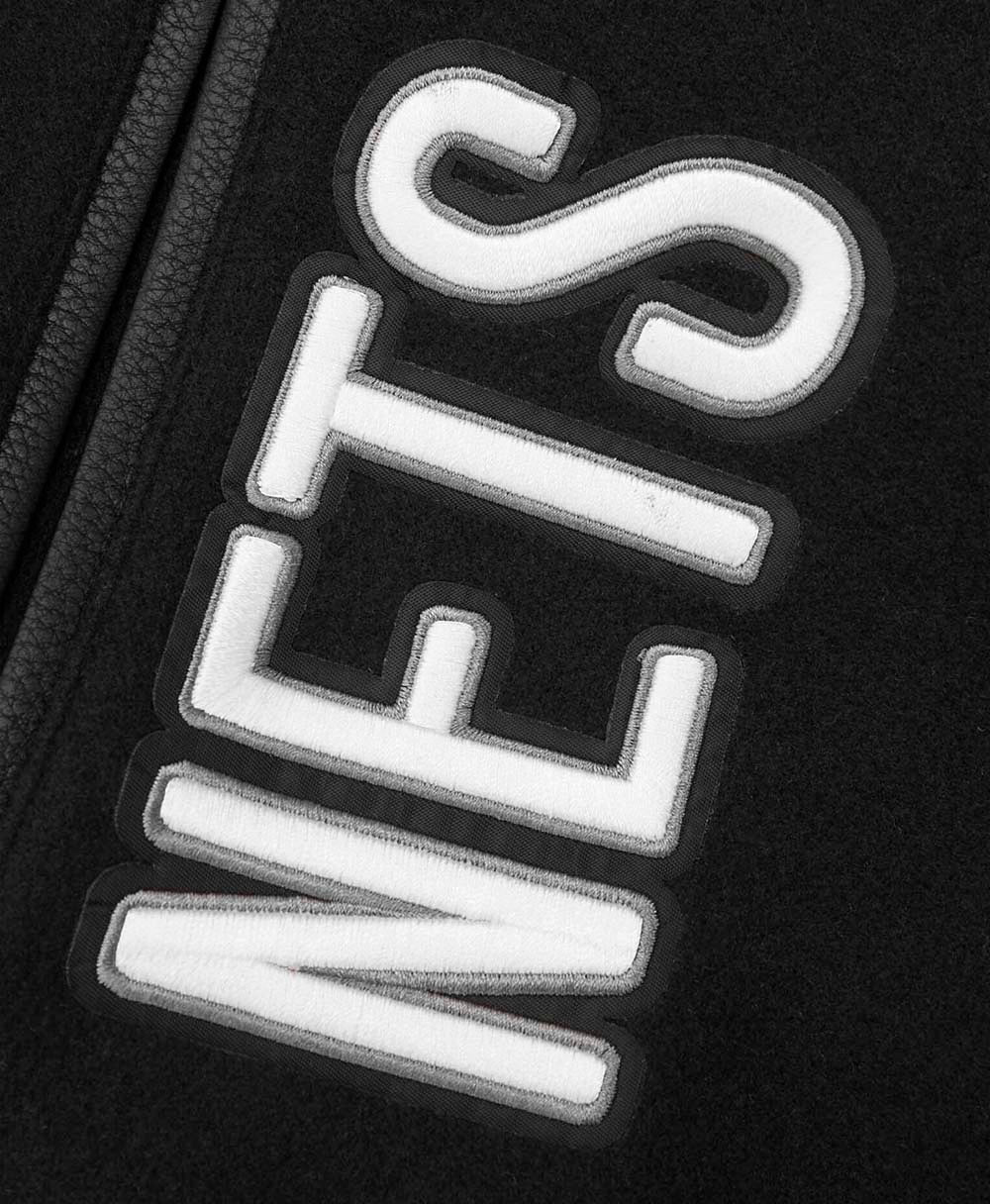 NBA BROOKLYN NETS MASHUP RIB WOOL VARSITY JACKET - Rare Leather