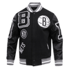 NBA BROOKLYN NETS MASHUP RIB WOOL VARSITY JACKET - Rare Leather