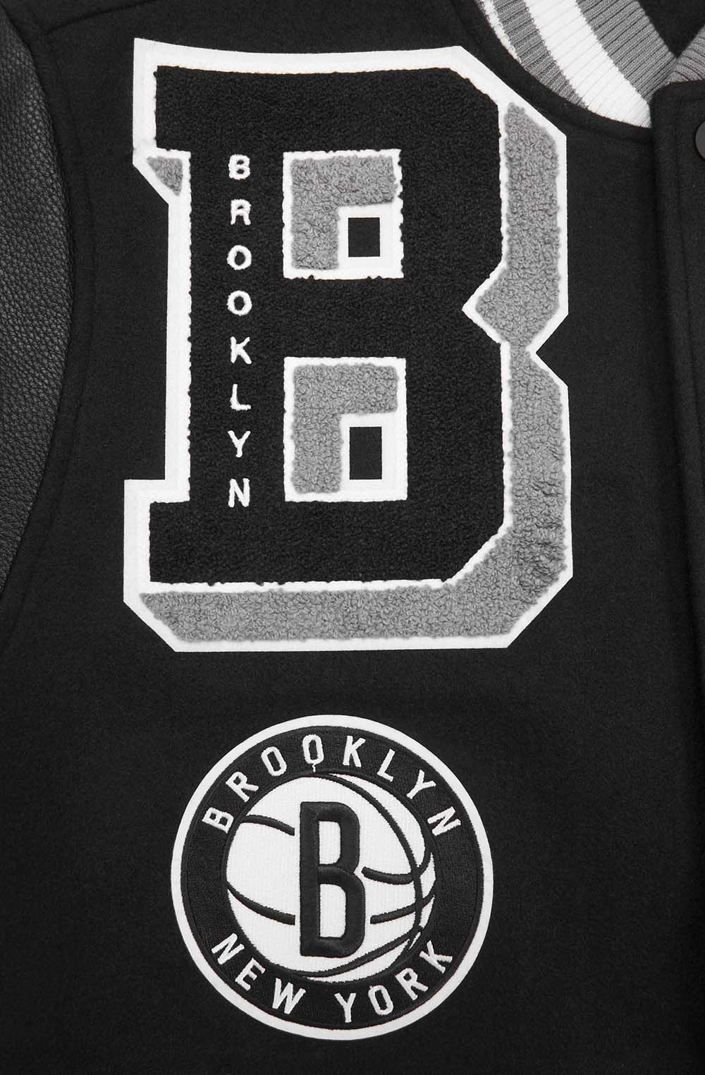 NBA BROOKLYN NETS MASHUP RIB WOOL VARSITY JACKET - Rare Leather