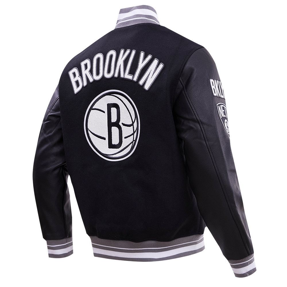 NBA BROOKLYN NETS RETRO CLASSIC RIB WOOL VARSITY JACKET - Rare Leather
