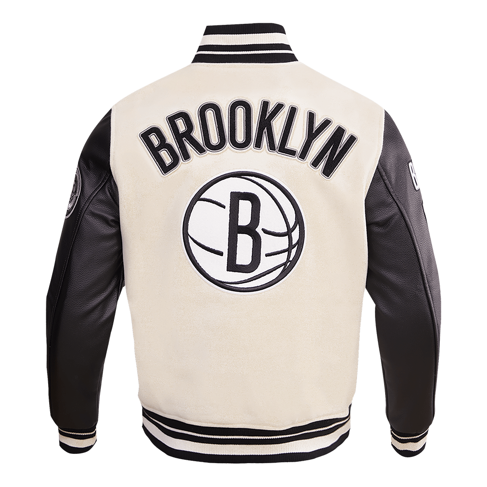 NBA BROOKLYN NETS RETRO CLASSIC RIB WOOL VARSITY JACKET - Rare Leather