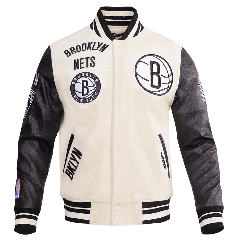 NBA BROOKLYN NETS RETRO CLASSIC RIB WOOL VARSITY JACKET - Rare Leather