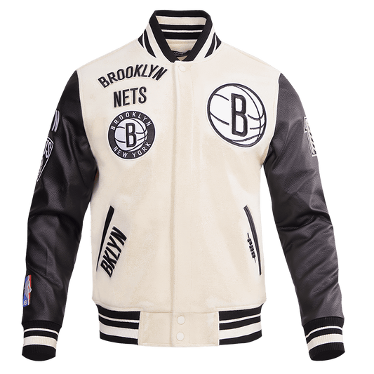 NBA BROOKLYN NETS RETRO CLASSIC RIB WOOL VARSITY JACKET - Rare Leather