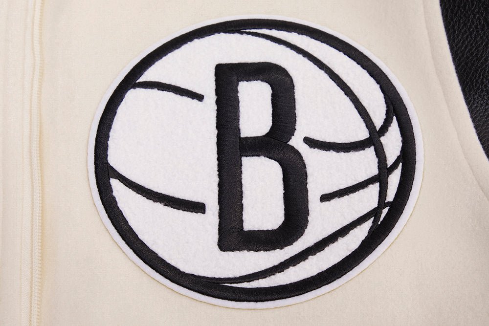 NBA BROOKLYN NETS RETRO CLASSIC RIB WOOL VARSITY JACKET - Rare Leather