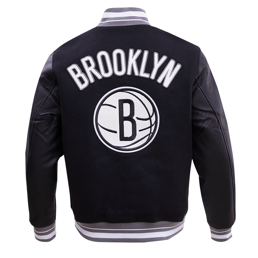 NBA BROOKLYN NETS RETRO CLASSIC RIB WOOL VARSITY JACKET - Rare Leather