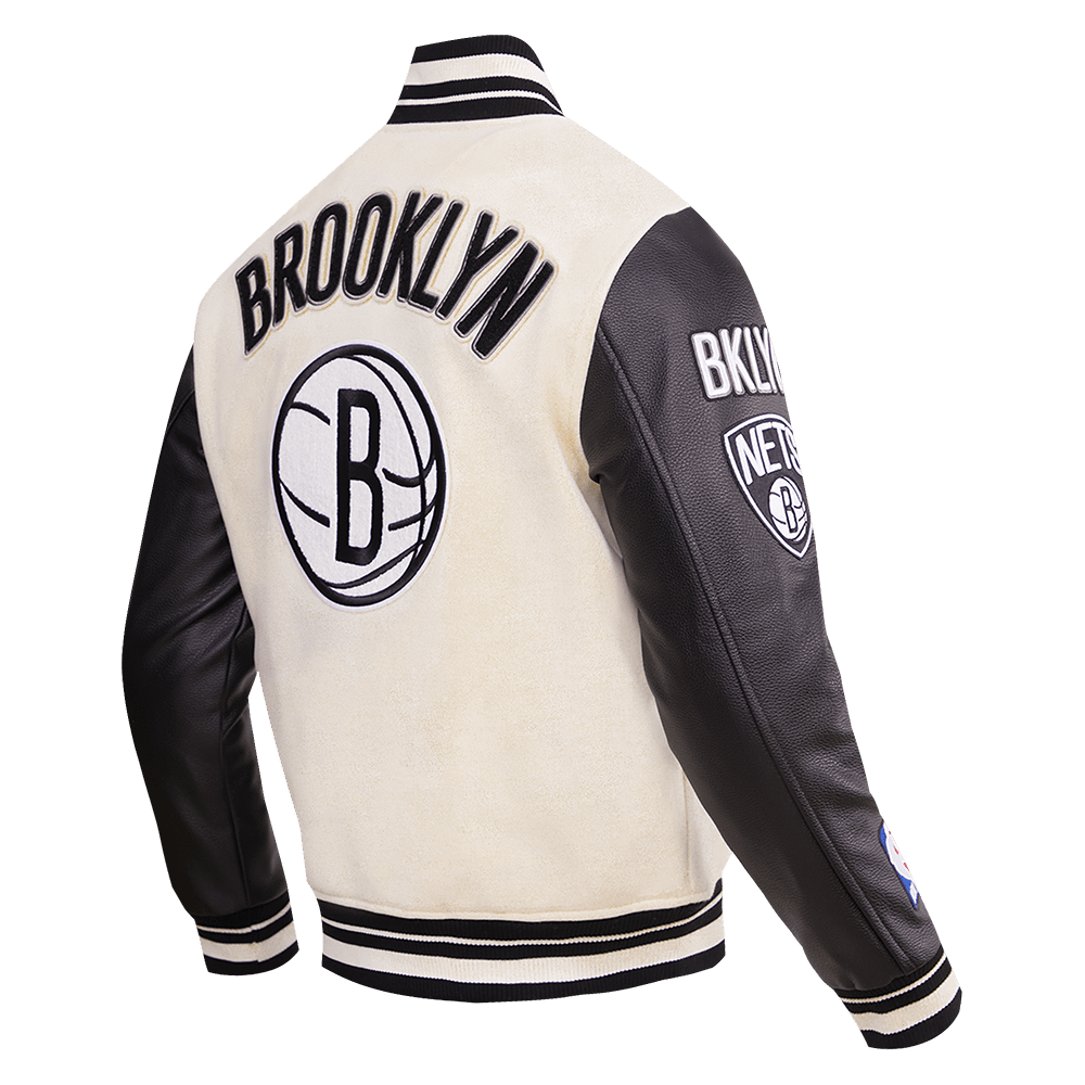 NBA BROOKLYN NETS RETRO CLASSIC RIB WOOL VARSITY JACKET - Rare Leather