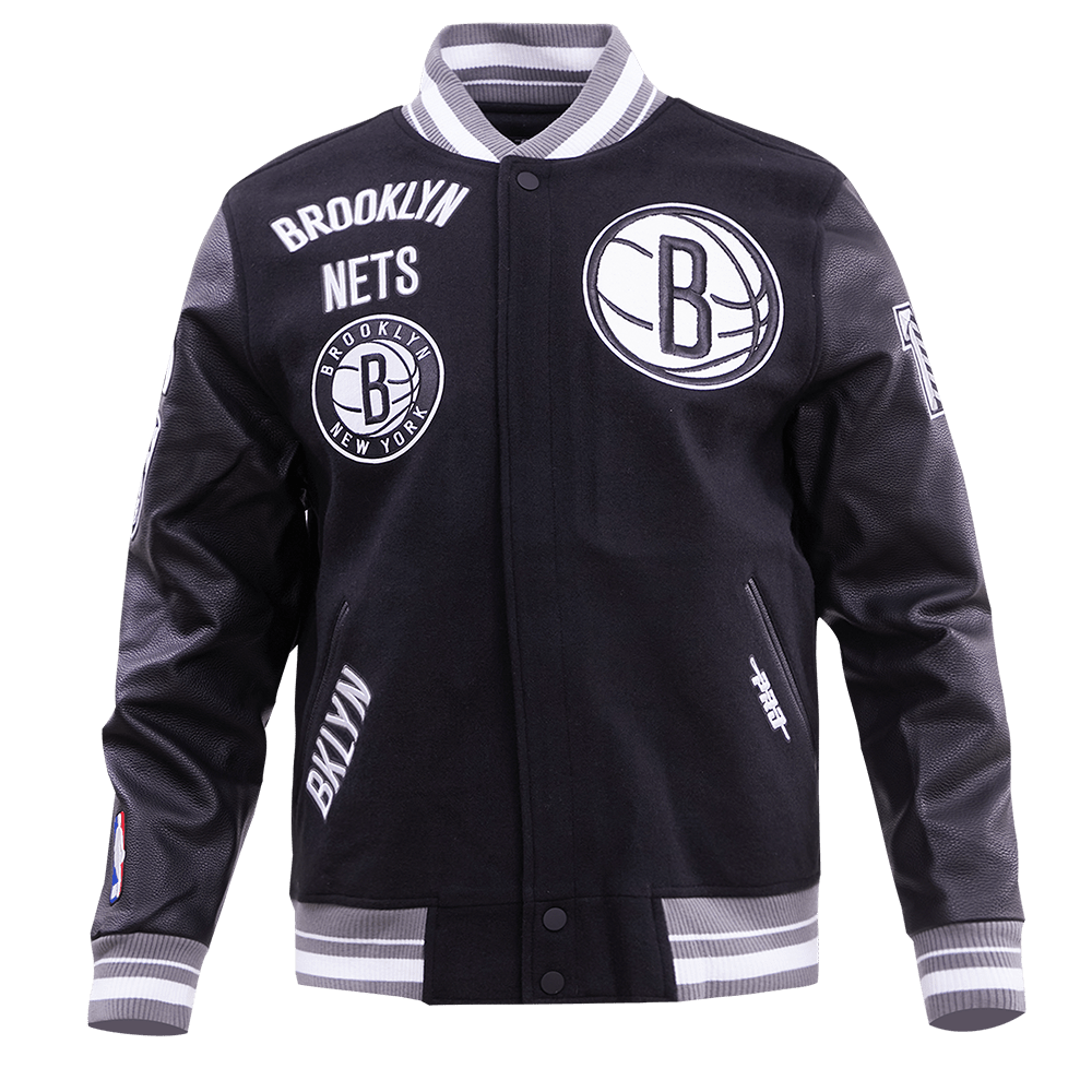 NBA BROOKLYN NETS RETRO CLASSIC RIB WOOL VARSITY JACKET - Rare Leather
