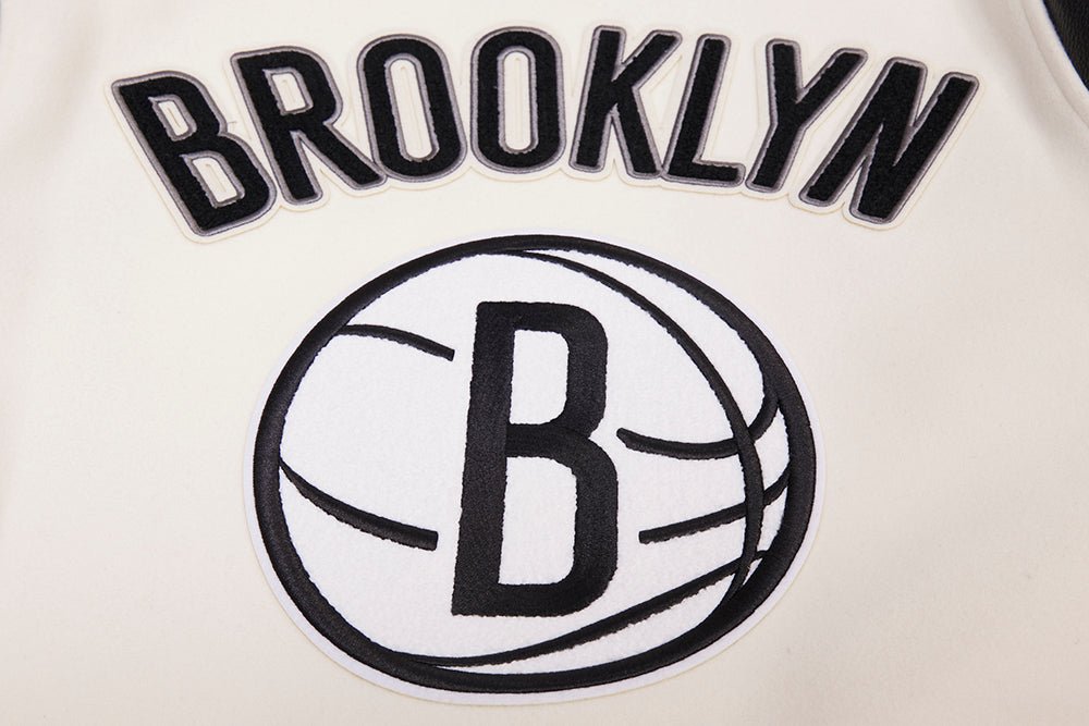 NBA BROOKLYN NETS RETRO CLASSIC RIB WOOL VARSITY JACKET - Rare Leather