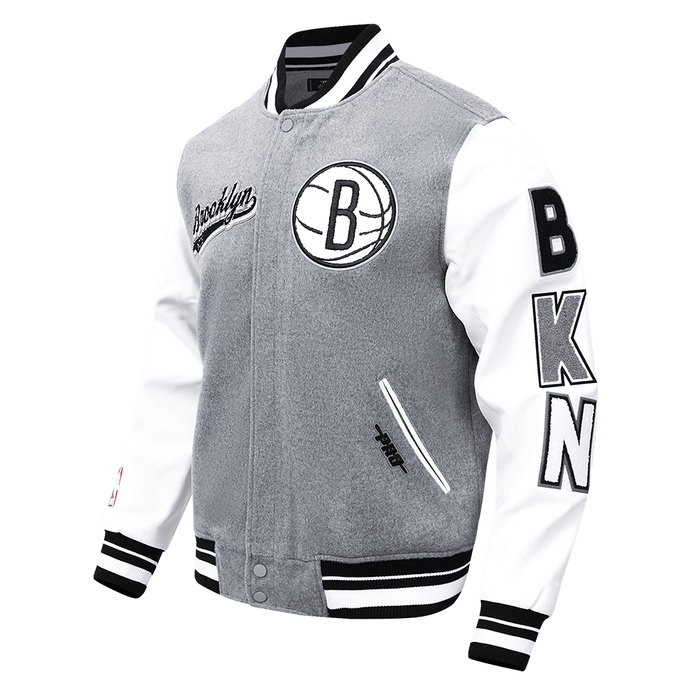 NBA BROOKLYN NETS SCRIPT TAIL WOOL VARSITY JACKET - Rare Leather