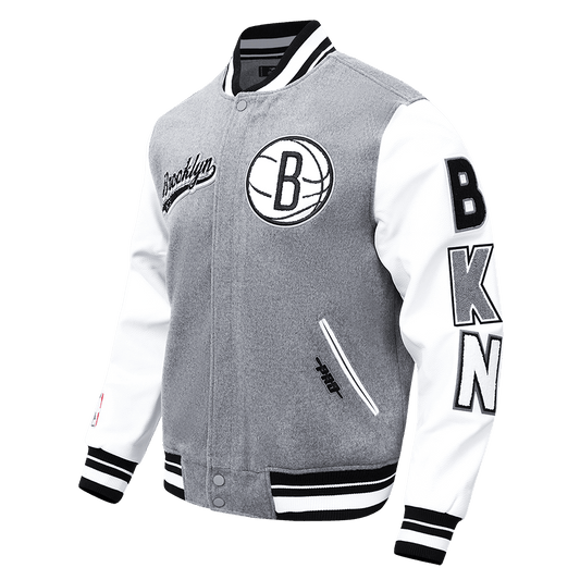 NBA BROOKLYN NETS SCRIPT TAIL WOOL VARSITY JACKET - Rare Leather