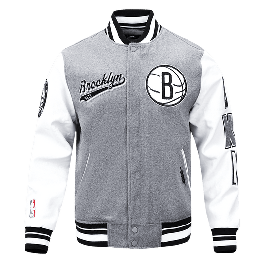 NBA BROOKLYN NETS SCRIPT TAIL WOOL VARSITY JACKET - Vox Leather