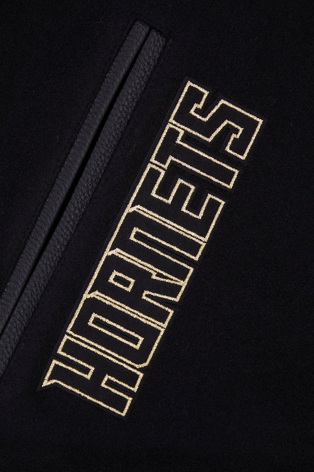 NBA CHARLOTTE HORNETS BLACK & GOLD WOOL VARSITY JACKET - Rare Leather
