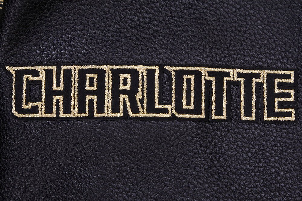 NBA CHARLOTTE HORNETS BLACK & GOLD WOOL VARSITY JACKET - Rare Leather
