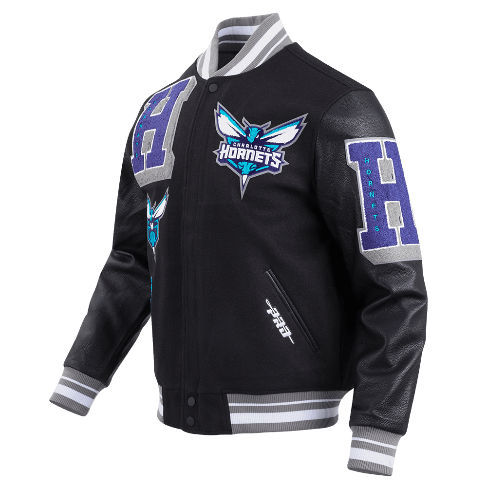 NBA CHARLOTTE HORNETS MASHUP RIB WOOL VARSITY JACKET - Vox Leather