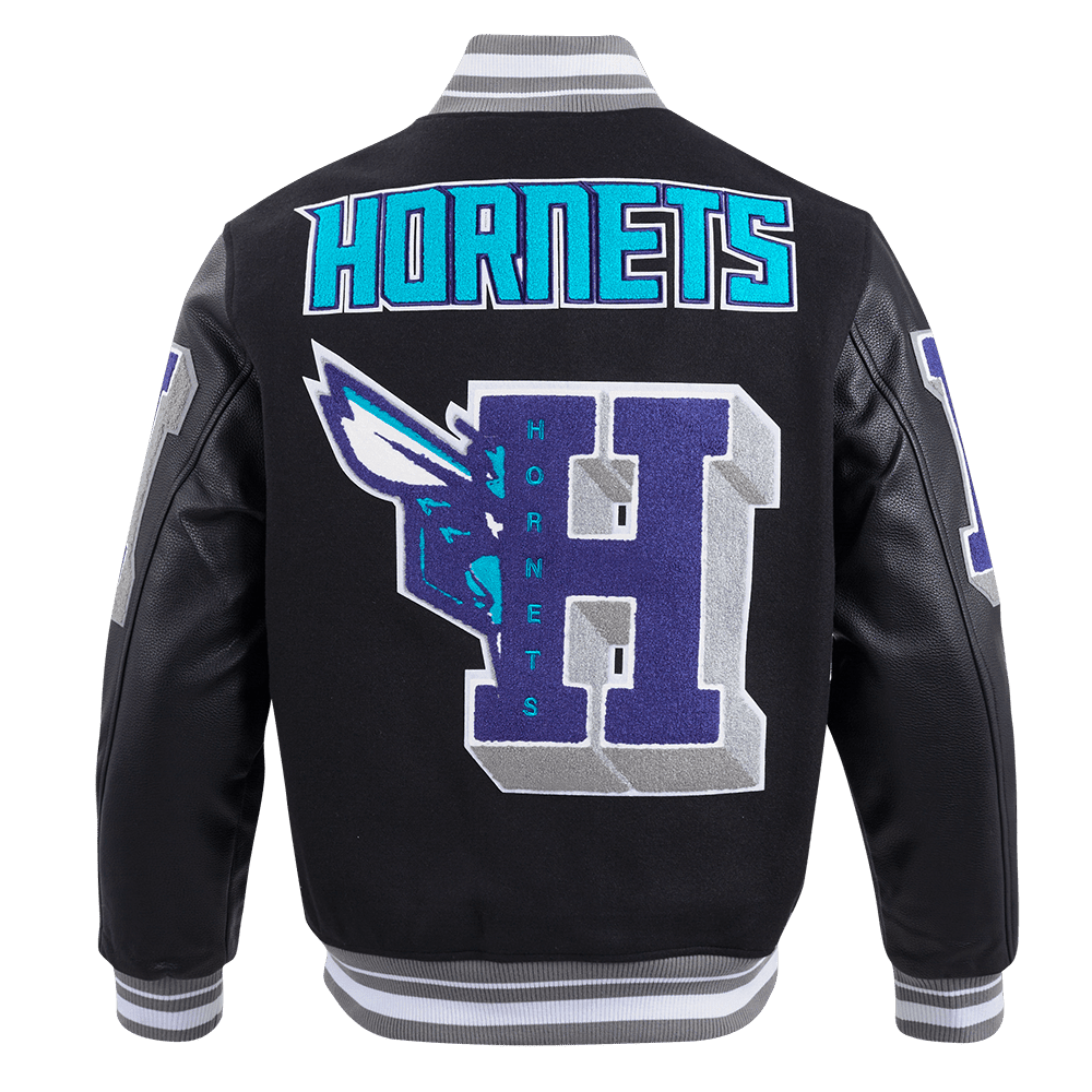 NBA CHARLOTTE HORNETS MASHUP RIB WOOL VARSITY JACKET - Vox Leather