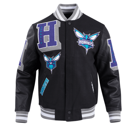 NBA CHARLOTTE HORNETS MASHUP RIB WOOL VARSITY JACKET - Vox Leather