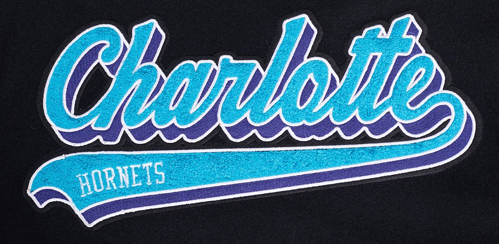 NBA CHARLOTTE HORNETS SCRIPT TAIL RIB WOOL VARSITY - Rare Leather