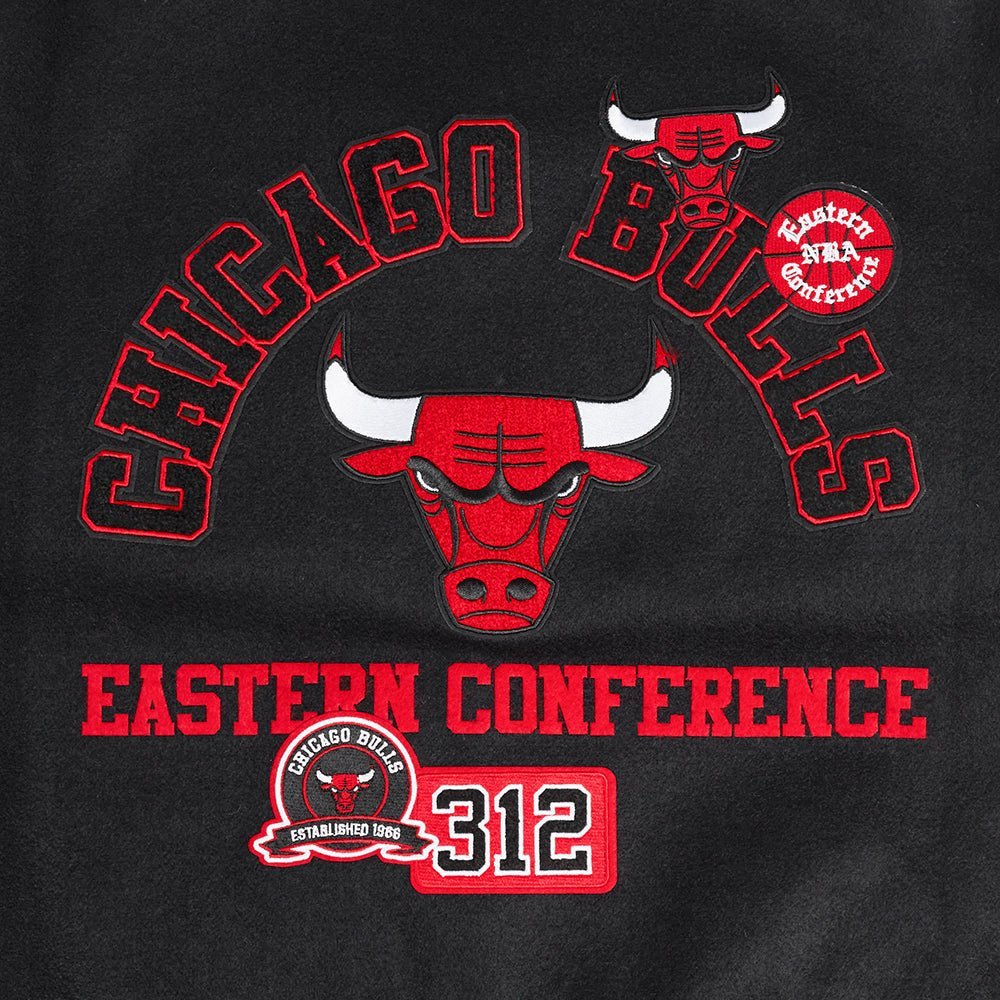 NBA CHICAGO BULLS AREA CODE RIB WOOL VARSITY JACKET - Vox Leather