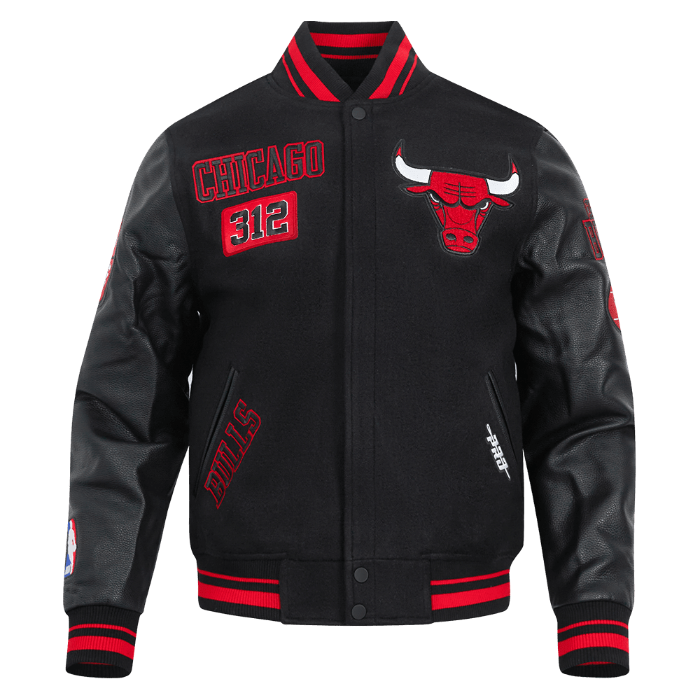 NBA CHICAGO BULLS AREA CODE RIB WOOL VARSITY JACKET - Vox Leather