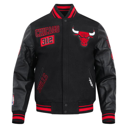 NBA CHICAGO BULLS AREA CODE RIB WOOL VARSITY JACKET - Vox Leather