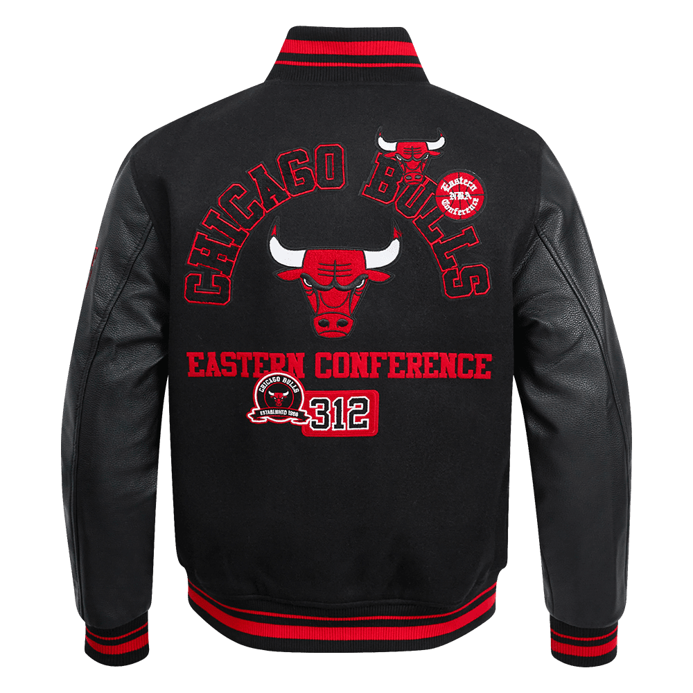 NBA CHICAGO BULLS AREA CODE RIB WOOL VARSITY JACKET - Vox Leather