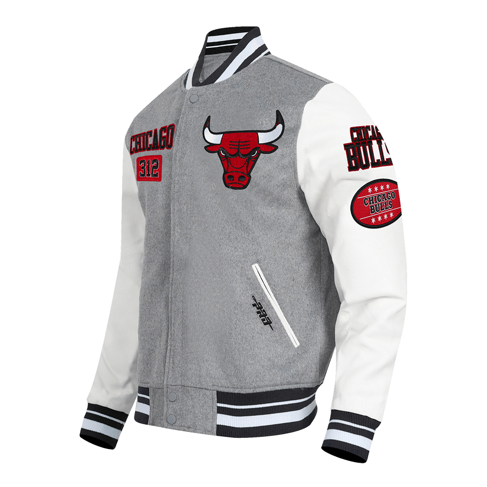NBA CHICAGO BULLS AREA CODE WOOL VARSITY JACKET - Rare Leather