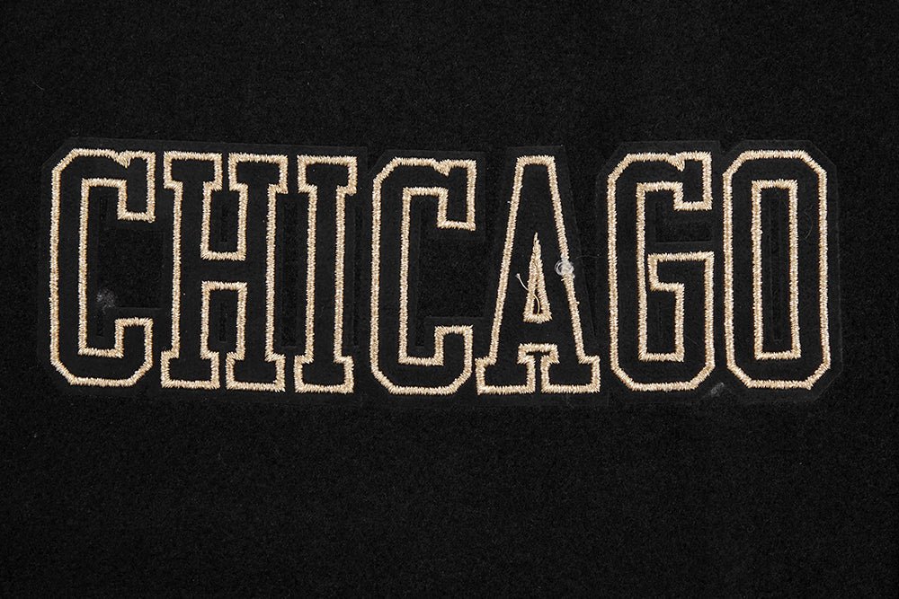 NBA CHICAGO BULLS BLACK & GOLD WOOL VARSITY JACKET - Rare Leather