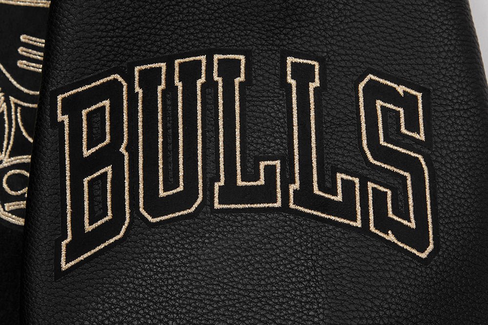 NBA CHICAGO BULLS BLACK & GOLD WOOL VARSITY JACKET - Rare Leather
