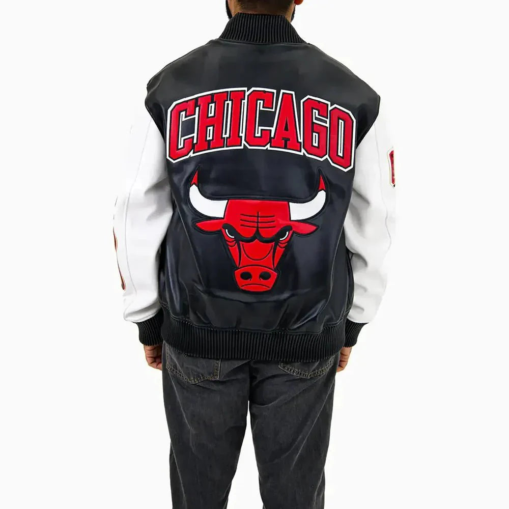 NBA Chicago Bulls City Signatures Leather Varsity Jacket - Rare Leather