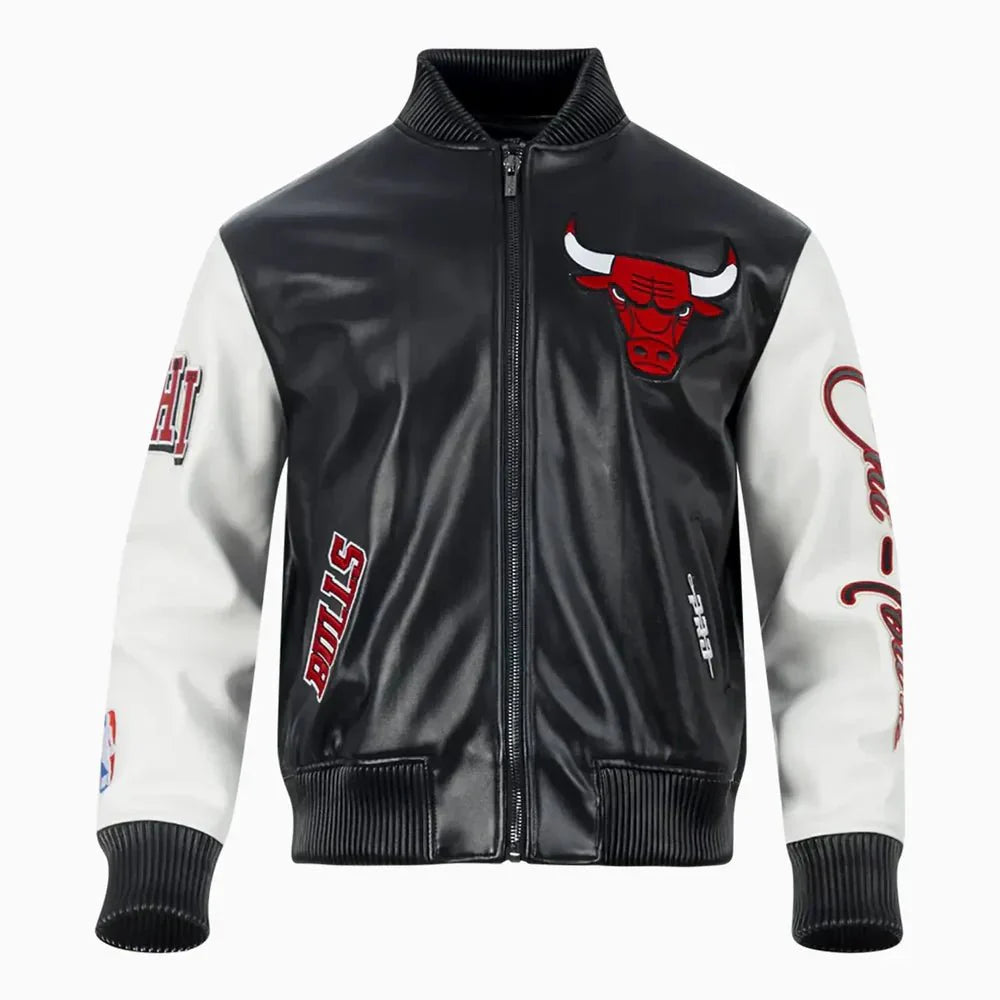 NBA Chicago Bulls City Signatures Leather Varsity Jacket - Rare Leather