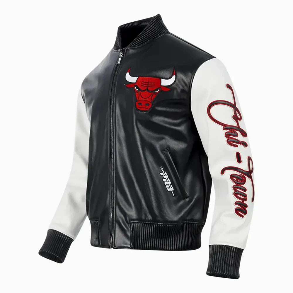 NBA Chicago Bulls City Signatures Leather Varsity Jacket - Rare Leather