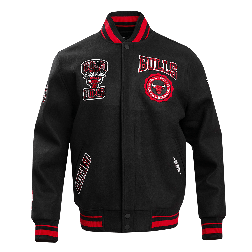 NBA CHICAGO BULLS CREST EMBLEM WOOL VARSITY JACKET - Rare Leather