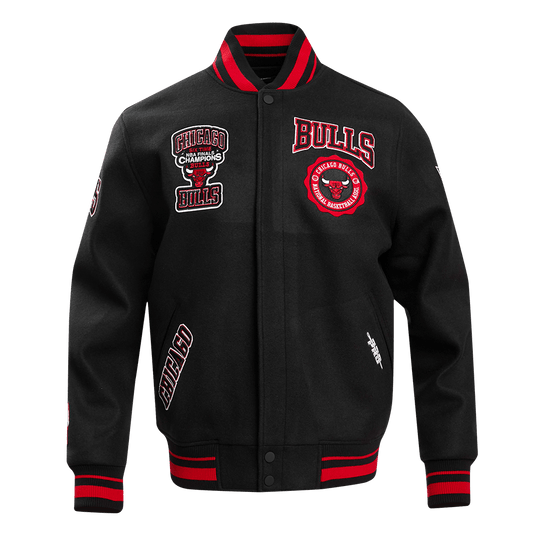 NBA CHICAGO BULLS CREST EMBLEM WOOL VARSITY JACKET - Rare Leather