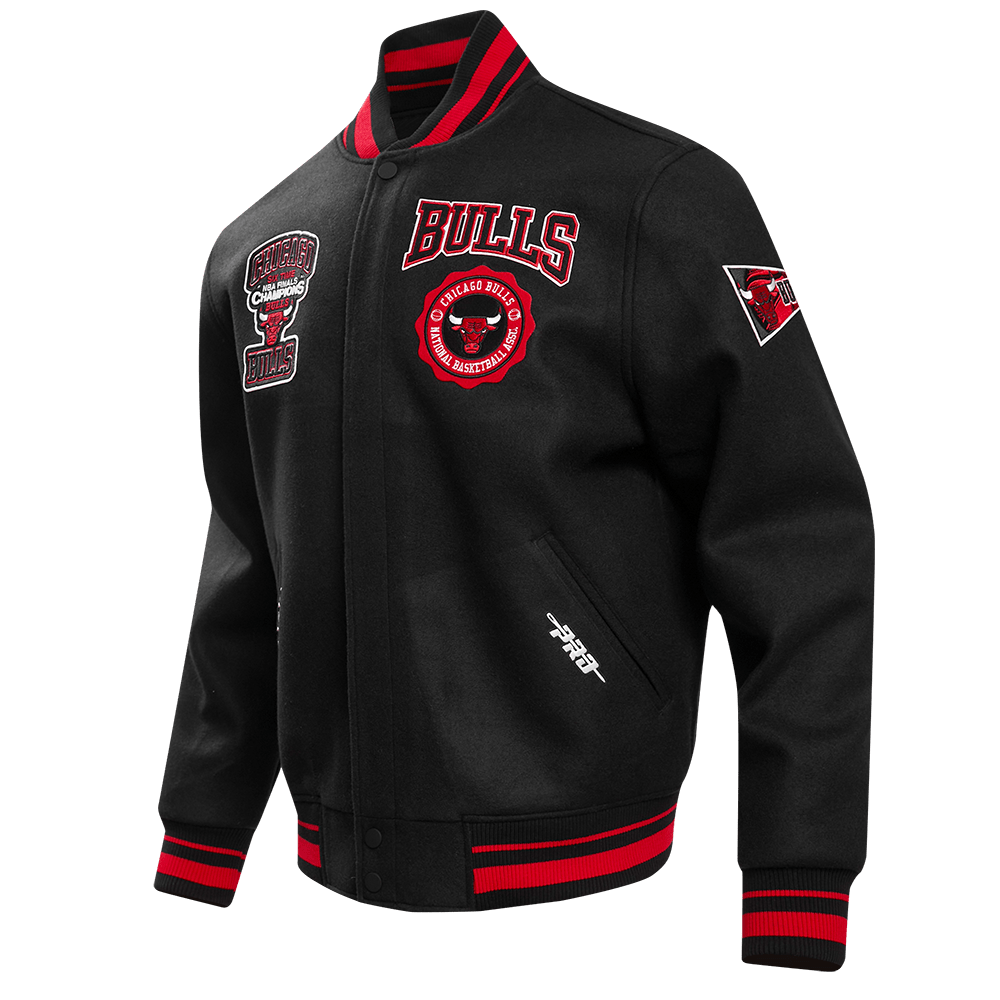 NBA CHICAGO BULLS CREST EMBLEM WOOL VARSITY JACKET - Rare Leather