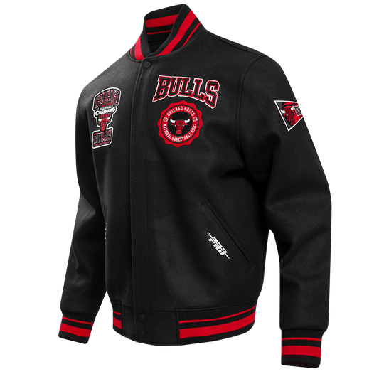 NBA CHICAGO BULLS CREST EMBLEM WOOL VARSITY JACKET - Rare Leather