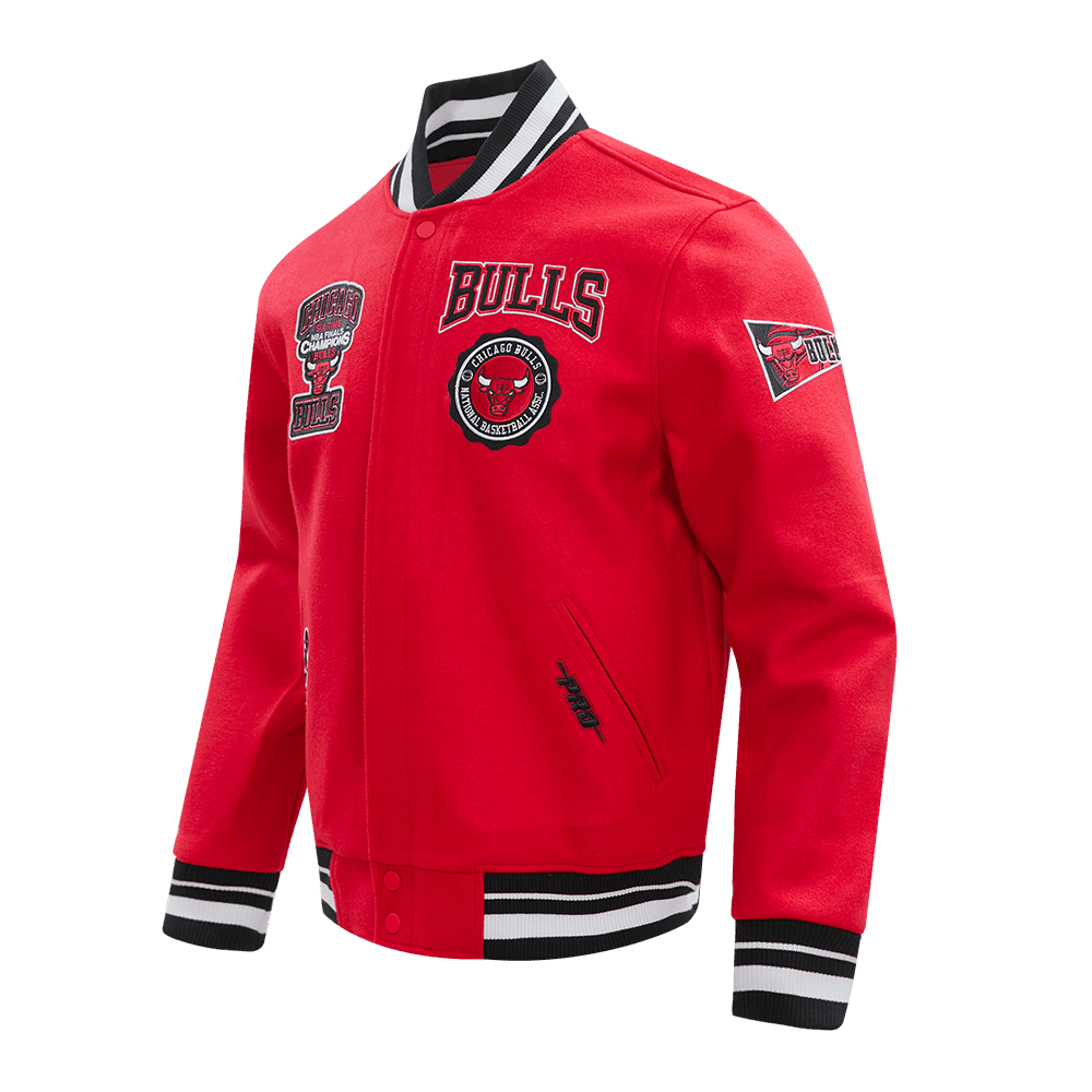 NBA CHICAGO BULLS CREST EMBLEM WOOL VARSITY JACKET - Vox Leather