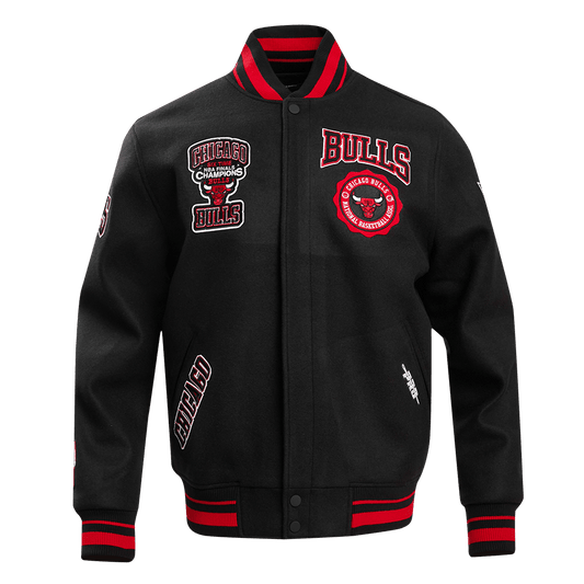 NBA CHICAGO BULLS CREST EMBLEM WOOL VARSITY JACKET - Vox Leather