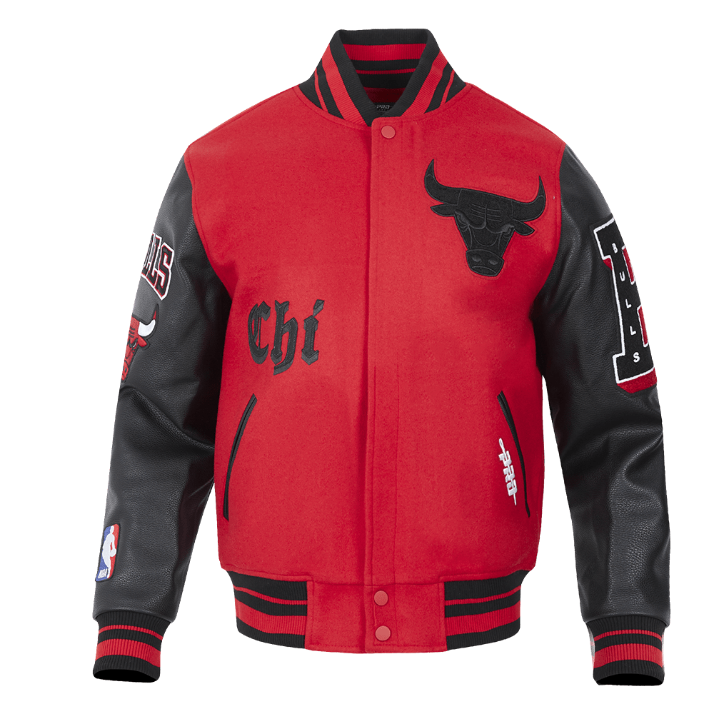 NBA CHICAGO BULLS OLD ENGLISH RIB WOOL VARSITY JACKET - Rare Leather