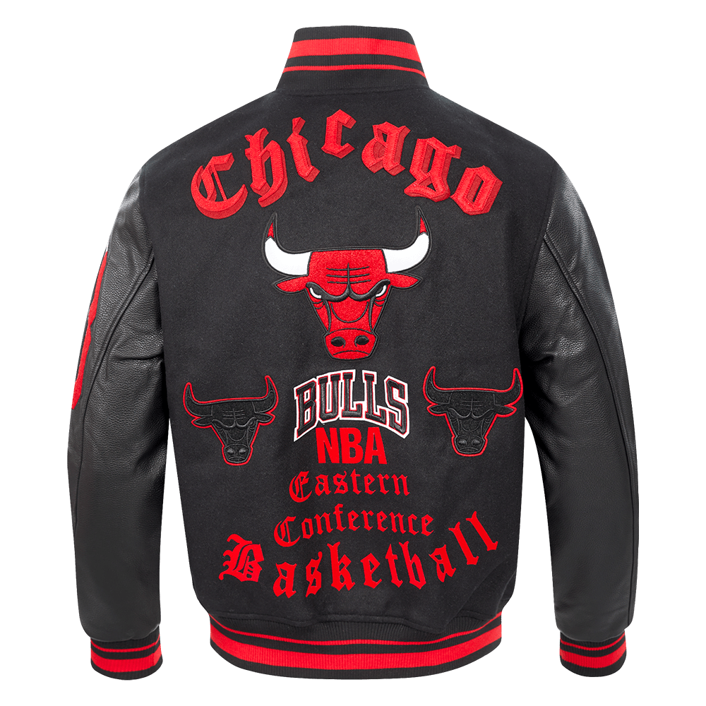 NBA CHICAGO BULLS OLD ENGLISH RIB WOOL VARSITY JACKET - Rare Leather