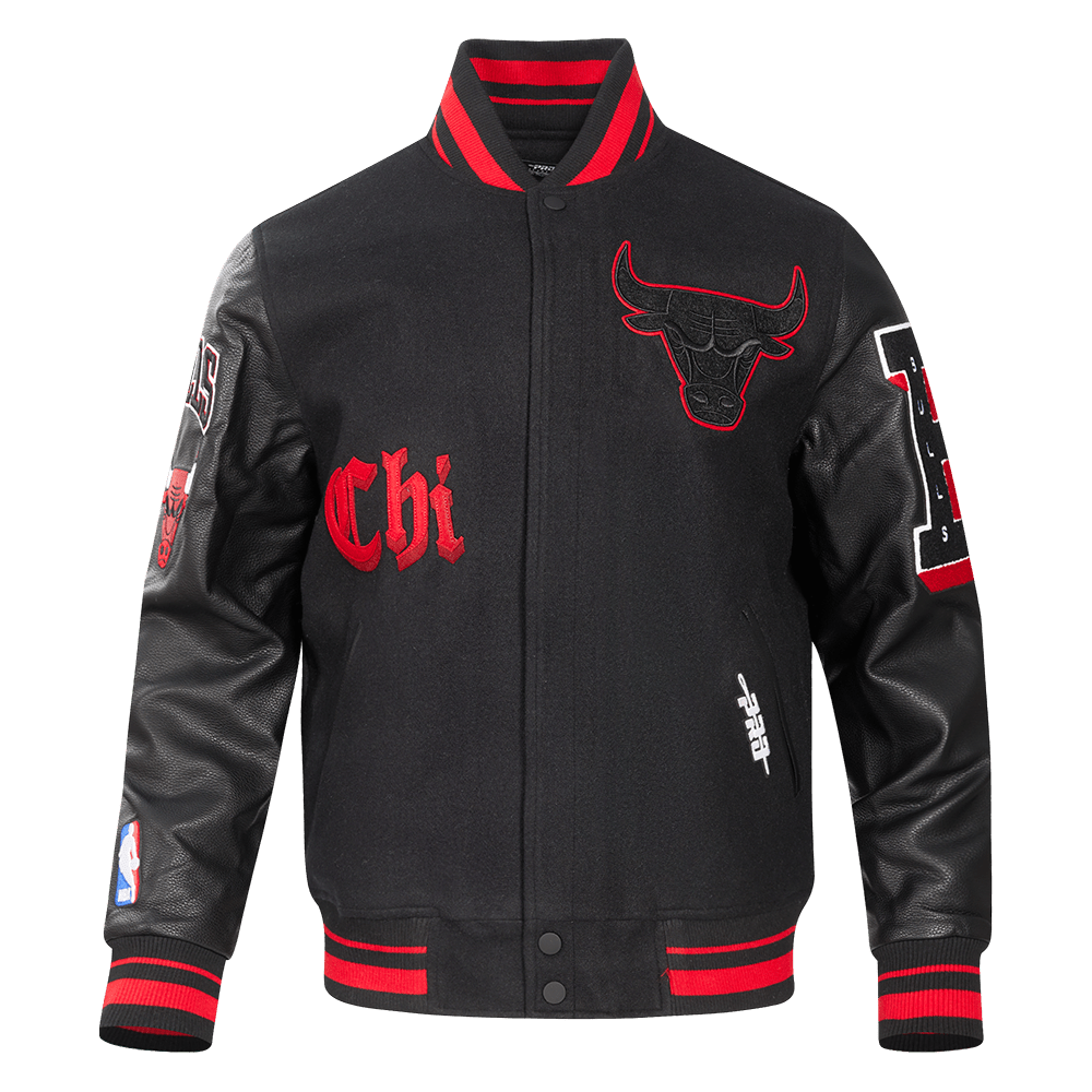 NBA CHICAGO BULLS OLD ENGLISH RIB WOOL VARSITY JACKET - Rare Leather