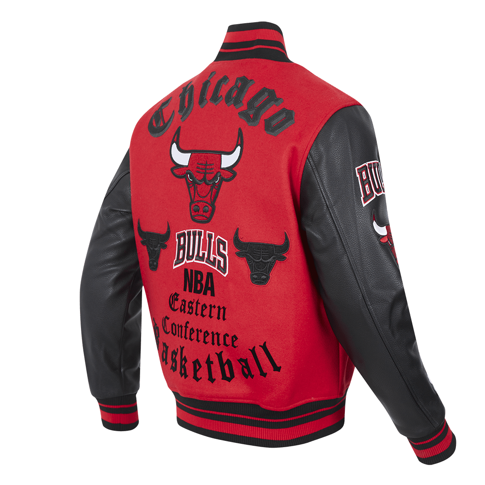 NBA CHICAGO BULLS OLD ENGLISH RIB WOOL VARSITY JACKET - Rare Leather