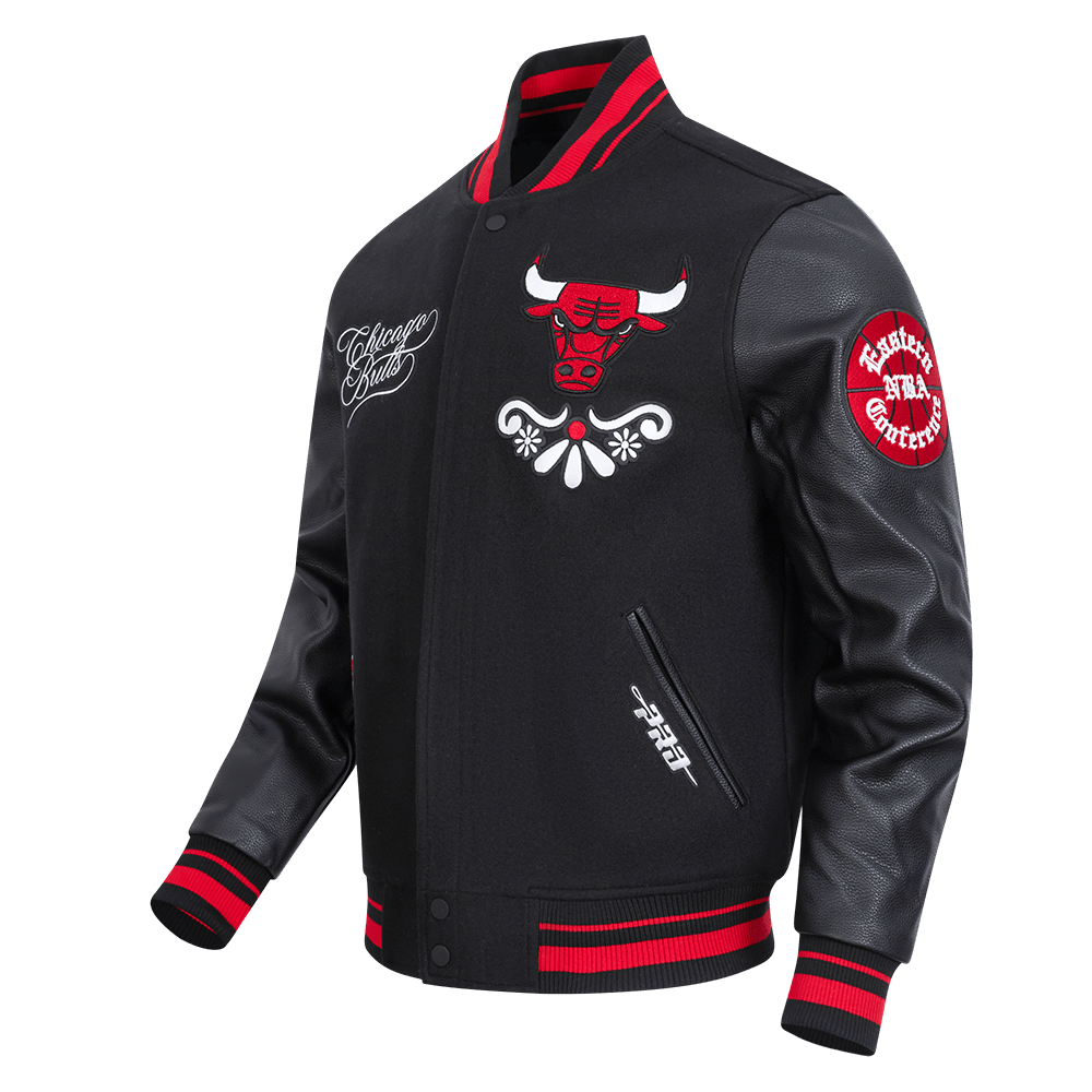 NBA CHICAGO BULLS SUGAR SKULL RIB WOOL VARSITY JACKET - Rare Leather