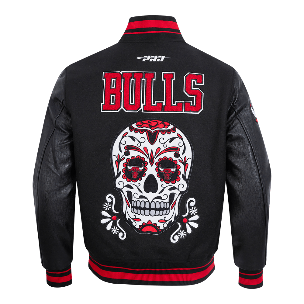NBA CHICAGO BULLS SUGAR SKULL RIB WOOL VARSITY JACKET - Rare Leather